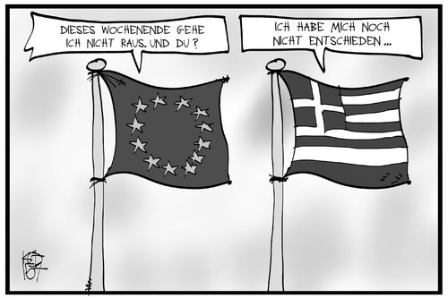 Cartoon: Griechenland und Europa (medium) by Kostas Koufogiorgos tagged karikatur,koufogiorgos,illustration,cartoon,griechenland,europa,fahne,flagge,referendum,politik,karikatur,koufogiorgos,illustration,cartoon,griechenland,europa,fahne,flagge,referendum,politik