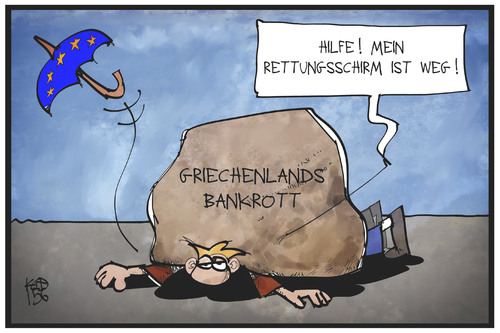 Cartoon: Griechenlands Bankrott (medium) by Kostas Koufogiorgos tagged karikatur,koufogiorgos,illustration,cartoon,griechenland,bankrott,schuldenkrise,europa,rettungsschirm,schutzschirm,last,stein,grieche,politik,karikatur,koufogiorgos,illustration,cartoon,griechenland,bankrott,schuldenkrise,europa,rettungsschirm,schutzschirm,last,stein,grieche,politik