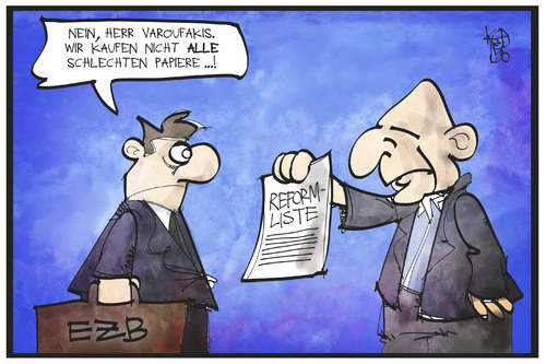 Cartoon: Griechisches Reformpapier (medium) by Kostas Koufogiorgos tagged karikatur,koufogiorgos,illustration,cartoon,griechenland,reformliste,varoufakis,ezb,europa,bank,papier,politik,gläubiger,schulden,krise,karikatur,koufogiorgos,illustration,cartoon,griechenland,reformliste,varoufakis,ezb,europa,bank,papier,politik,gläubiger,schulden,krise