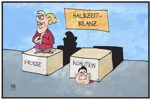 Cartoon: GroKo-Bilanz (medium) by Kostas Koufogiorgos tagged karikatur,koufogiorgos,illustration,cartoon,groko,regierung,koalition,merkel,gabriel,podest,last,oben,unten,politik,spd,cdu,karikatur,koufogiorgos,illustration,cartoon,groko,regierung,koalition,merkel,gabriel,podest,last,oben,unten,politik,spd,cdu