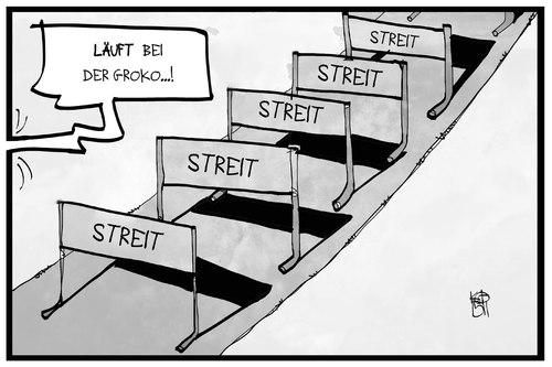 Cartoon: GroKo-Streit (medium) by Kostas Koufogiorgos tagged karikatur,koufogiorgos,illustration,cartoon,groko,lauf,hürde,streit,laufen,hindernis,regierung,cdu,csu,spd,koalition,politik,streitthemen,karikatur,koufogiorgos,illustration,cartoon,groko,lauf,hürde,streit,laufen,hindernis,regierung,cdu,csu,spd,koalition,politik,streitthemen