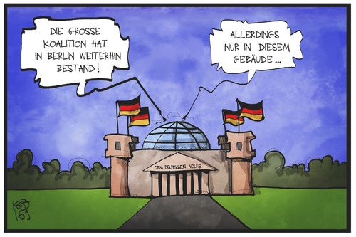 Cartoon: Groko Berlin (medium) by Kostas Koufogiorgos tagged karikatur,koufogiorgos,illustration,cartoon,groko,berlin,koalition,cdu,spd,reichstag,bundestag,wahl,abgeordnetenhaus,landesparlament,karikatur,koufogiorgos,illustration,cartoon,groko,berlin,koalition,cdu,spd,reichstag,bundestag,wahl,abgeordnetenhaus,landesparlament