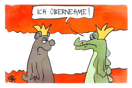 Cartoon: Groko für Berlin (medium) by Kostas Koufogiorgos tagged karikatur,koufogiorgos,groko,bär,berlin,wappentier,karikatur,koufogiorgos,groko,bär,berlin,wappentier
