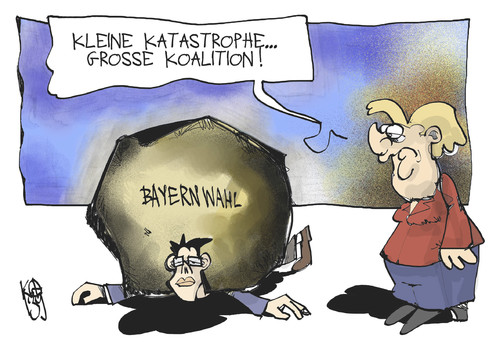 Cartoon: Grosse Koalition (medium) by Kostas Koufogiorgos tagged fdp,cdu,rösler,merkel,bayernwahl,grosse,koalition,karikatur,koufogiorgos,fdp,cdu,rösler,merkel,bayernwahl,grosse,koalition,karikatur,koufogiorgos