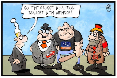 Cartoon: Große Koalition (medium) by Kostas Koufogiorgos tagged karikatur,koufogiorgos,illustration,cartoon,michel,koalition,pro,chemnitz,rechtsextremismus,rechtspopulismus,afd,neonazi,demonstation,demokratie,karikatur,koufogiorgos,illustration,cartoon,michel,koalition,pro,chemnitz,rechtsextremismus,rechtspopulismus,afd,neonazi,demonstation,demokratie