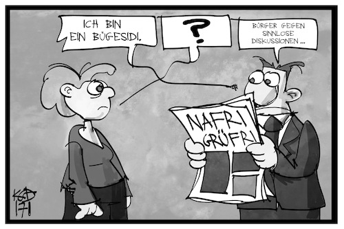 Cartoon: Grüfri (medium) by Kostas Koufogiorgos tagged karikatur,koufogiorgos,illustration,cartoon,grüfri,nafri,zeitung,medien,debatte,sinnlos,bürger,leser,abkürzung,karikatur,koufogiorgos,illustration,cartoon,grüfri,nafri,zeitung,medien,debatte,sinnlos,bürger,leser,abkürzung