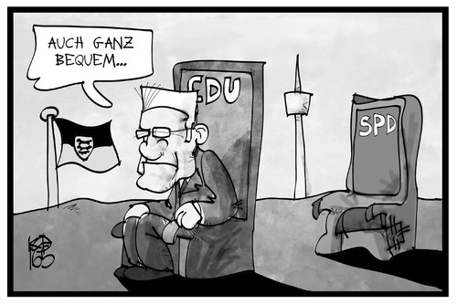 Cartoon: Grün-Schwarz (medium) by Kostas Koufogiorgos tagged karikatur,koufogiorgos,illustration,cartoon,gruen,schwarz,kretschmann,thron,cdu,gruene,spd,stuttgart,fernsehturm,regierung,baden,wuerttemberg,karikatur,koufogiorgos,illustration,cartoon,gruen,schwarz,kretschmann,thron,cdu,gruene,spd,stuttgart,fernsehturm,regierung,baden,wuerttemberg