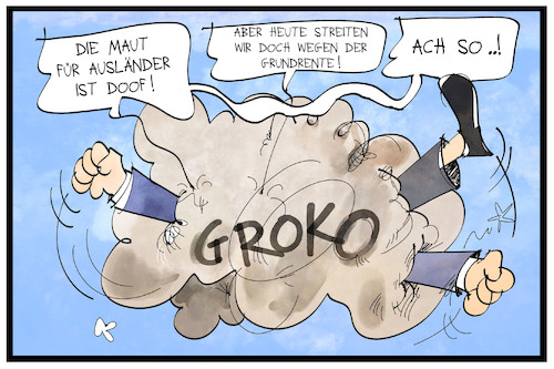 Cartoon: Grundrente (medium) by Kostas Koufogiorgos tagged karikatur,koufogiorgos,illustration,cartoon,grundrente,maut,groko,regierung,koalition,streit,cdu,spd,karikatur,koufogiorgos,illustration,cartoon,grundrente,maut,groko,regierung,koalition,streit,cdu,spd