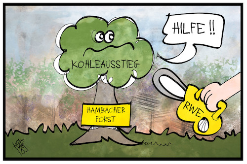 Cartoon: Hambacher Forst (medium) by Kostas Koufogiorgos tagged karikatur,koufogiorgos,illustration,cartoon,hambacher,forst,rwe,baum,rodung,energiewende,kohle,ausstieg,umweltschutz,karikatur,koufogiorgos,illustration,cartoon,hambacher,forst,rwe,baum,rodung,energiewende,kohle,ausstieg,umweltschutz