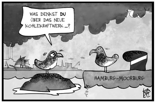 Cartoon: Hamburg-Moorburg (medium) by Kostas Koufogiorgos tagged karikatur,koufogiorgos,illustration,cartoon,hamburg,moorburg,kohle,kohlekraft,energie,vogel,hafen,umwelt,verschmutzung,russ,wirtschaft,karikatur,koufogiorgos,illustration,cartoon,hamburg,moorburg,kohle,kohlekraft,energie,vogel,hafen,umwelt,verschmutzung,russ,wirtschaft