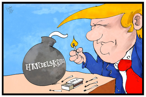 Cartoon: Handelskrieg (medium) by Kostas Koufogiorgos tagged karikatur,koufogiorgos,illustration,cartoon,trump,handelskrieg,bombe,zündeln,usa,strafzoll,wirtschaft,konflikt,streichhölzer,karikatur,koufogiorgos,illustration,cartoon,trump,handelskrieg,bombe,zündeln,usa,strafzoll,wirtschaft,konflikt,streichhölzer