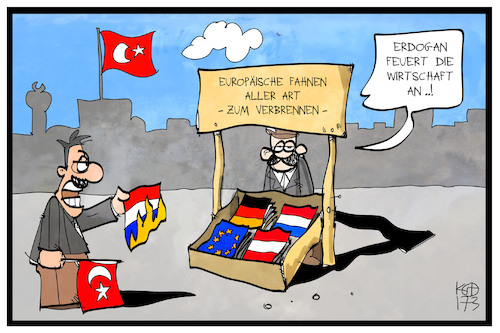 Cartoon: Hass auf Europa (medium) by Kostas Koufogiorgos tagged karikatur,koufogiorgos,illustration,cartoon,erdogan,eu,europa,beleidigung,pöbelei,fahne,flagge,tuerkei,wirtschaft,verbrennen,anfeuern,hoheitssymbol,zeichen,nation,karikatur,koufogiorgos,illustration,cartoon,erdogan,eu,europa,beleidigung,pöbelei,fahne,flagge,tuerkei,wirtschaft,verbrennen,anfeuern,hoheitssymbol,zeichen,nation