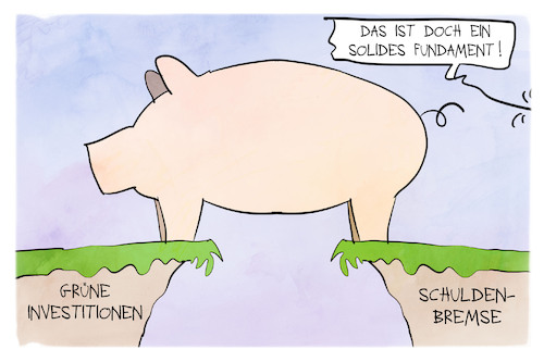 Cartoon: Haushalt (medium) by Kostas Koufogiorgos tagged karikatur,koufogiorgos,haushalt,investition,schuldenbremse,sparschwein,fundament,karikatur,koufogiorgos,haushalt,investition,schuldenbremse,sparschwein,fundament