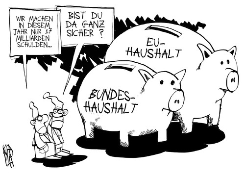 Cartoon: Haushaltsplanung (medium) by Kostas Koufogiorgos tagged koufogiorgos,kostas,karikatur,wirtschaft,schulden,michel,geld,sparschwein,eu,haushalt,bundestag,bundestag,haushalt,eu,sparschwein,geld,michel,schulden,wirtschaft,karikatur,kostas,koufogiorgos