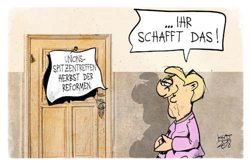Cartoon: Herbst der Reformen (medium) by Kostas Koufogiorgos tagged karikatur,koufogiorgos,reformen,union,herbst,merkel,schaffen,treffen,cdu,csu,karikatur,koufogiorgos,reformen,union,herbst,merkel,schaffen,treffen,cdu,csu