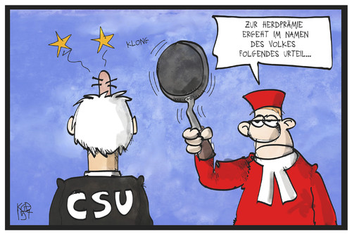 Cartoon: Herdprämie (medium) by Kostas Koufogiorgos tagged karikatur,koufogiorgos,illustration,cartoon,bvg,bundesverfassungsgericht,richter,csu,betreuungsgeld,herdprämie,urteil,klage,prozess,bratpfanne,urteilsspruch,volk,politik,karikatur,koufogiorgos,illustration,cartoon,bvg,bundesverfassungsgericht,richter,csu,betreuungsgeld,herdprämie,urteil,klage,prozess,bratpfanne,urteilsspruch,volk,politik