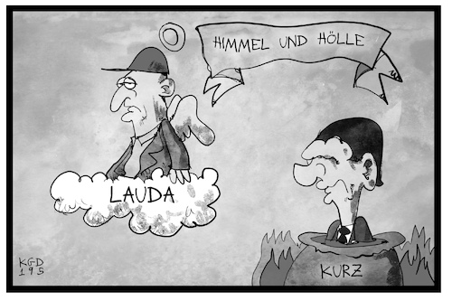 Cartoon: Himmel und Hölle in Österreich (medium) by Kostas Koufogiorgos tagged karikatur,koufogiorgos,illustration,cartoon,niki,lauda,sport,rennsport,motorsport,formel,legende,himmel,koelle,kurz,bundeskanzler,kochtopf,regierungskrise,videogate,strache,oesterreich,karikatur,koufogiorgos,illustration,cartoon,niki,lauda,sport,rennsport,motorsport,formel,legende,himmel,koelle,kurz,bundeskanzler,kochtopf,regierungskrise,videogate,strache,oesterreich