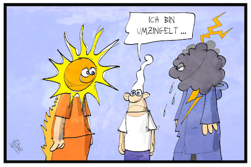 Cartoon: Hitze und Unwetter (medium) by Kostas Koufogiorgos tagged karikatur,koufogiorgos,illustration,cartoon,hitze,unwetter,wetter,regen,sturm,sonne,hitzewelle,michel,deutschland,karikatur,koufogiorgos,illustration,cartoon,hitze,unwetter,wetter,regen,sturm,sonne,hitzewelle,michel,deutschland