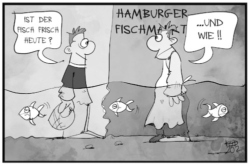 Cartoon: Hochwasser (medium) by Kostas Koufogiorgos tagged karikatur,koufogiorgos,illustration,cartoon,hochwasser,fischmarkt,sabine,sturmflut,überflutung,fisch,frisch,wasser,handel,kunde,händler,karikatur,koufogiorgos,illustration,cartoon,hochwasser,fischmarkt,sabine,sturmflut,überflutung,fisch,frisch,wasser,handel,kunde,händler