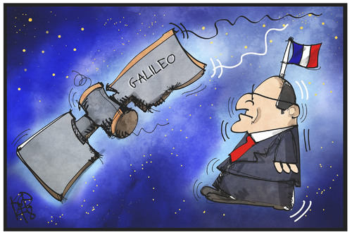 Cartoon: Hollande lost in space (medium) by Kostas Koufogiorgos tagged karikatur,koufogiorgos,illustration,cartoon,hollande,galileo,satellit,frankreich,weltall,weltraum,orientierung,politik,präsident,navigation,karikatur,koufogiorgos,illustration,cartoon,hollande,galileo,satellit,frankreich,weltall,weltraum,orientierung,politik,präsident,navigation