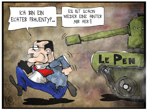 Cartoon: Hollande und Le Pen (medium) by Kostas Koufogiorgos tagged karikatur,koufogiorgos,cartoon,illustration,hollande,le,pen,marie,frankreich,europawahl,jagd,frauentyp,frau,panzer,politik,präsident,karikatur,koufogiorgos,cartoon,illustration,hollande,le,pen,marie,frankreich,europawahl,jagd,frauentyp,frau,panzer,politik,präsident