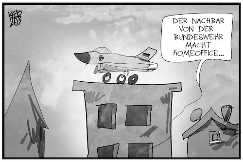 Cartoon: Homeoffice (medium) by Kostas Koufogiorgos tagged karikatur,koufogiorgos,illustration,cartoon,homeoffice,bundeswehr,luftwaffe,corona,quarantäne,pandemie,karikatur,koufogiorgos,illustration,cartoon,homeoffice,bundeswehr,luftwaffe,corona,quarantäne,pandemie