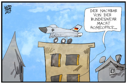 Cartoon: Homeoffice (medium) by Kostas Koufogiorgos tagged karikatur,koufogiorgos,illustration,cartoon,homeoffice,bundeswehr,luftwaffe,corona,quarantäne,pandemie,karikatur,koufogiorgos,illustration,cartoon,homeoffice,bundeswehr,luftwaffe,corona,quarantäne,pandemie