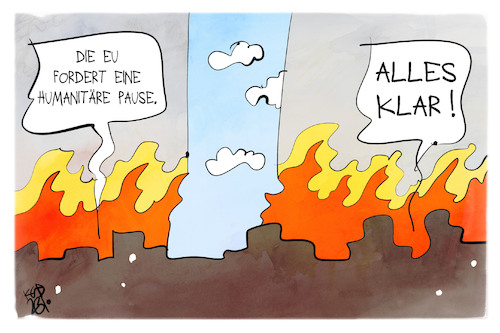 Cartoon: Humanitäre Pause (medium) by Kostas Koufogiorgos tagged karikatur,koufogiorgos,pause,gaza,eu,feuer,krieg,nahost,karikatur,koufogiorgos,pause,gaza,eu,feuer,krieg,nahost