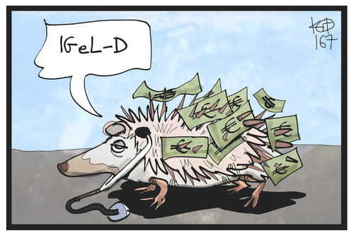 Cartoon: IGeL-D (medium) by Kostas Koufogiorgos tagged karikatur,koufogiorgos,illustration,cartoon,igel,gesundheitsleistung,arzt,geld,bereicherung,gesundheit,patient,gebühr,gesundheitswesen,karikatur,koufogiorgos,illustration,cartoon,igel,gesundheitsleistung,arzt,geld,bereicherung,gesundheit,patient,gebühr,gesundheitswesen