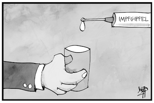 Cartoon: Impfgipfel (medium) by Kostas Koufogiorgos tagged karikatur,koufogiorgos,illustration,cartoon,impfgipfel,spritze,impfstoff,mangel,impfpolitik,spende,pandemie,karikatur,koufogiorgos,illustration,cartoon,impfgipfel,spritze,impfstoff,mangel,impfpolitik,spende,pandemie