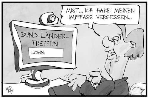 Cartoon: Impfprivilegien (medium) by Kostas Koufogiorgos tagged karikatur,koufogiorgos,illustration,cartoon,impfung,privileg,rechte,merkel,zoom,videokonferenz,impfpass,passwort,bund,länder,konferenz,computer,karikatur,koufogiorgos,illustration,cartoon,impfung,privileg,rechte,merkel,zoom,videokonferenz,impfpass,passwort,bund,länder,konferenz,computer