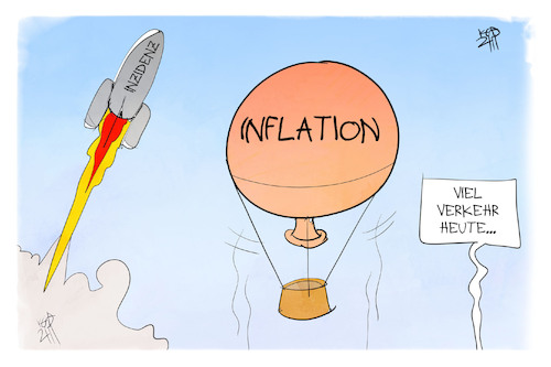 Cartoon: Inflation und Inzidenz (medium) by Kostas Koufogiorgos tagged karikatur,koufogiorgos,illustration,cartoon,inflation,inzidenz,corona,fallzahlen,rakete,ballon,verkehr,luft,karikatur,koufogiorgos,illustration,cartoon,inflation,inzidenz,corona,fallzahlen,rakete,ballon,verkehr,luft