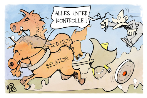 Cartoon: Inflation und Rezession (medium) by Kostas Koufogiorgos tagged karikatur,koufogiorgos,pferd,scholz,kontrolle,rezession,inflation,wirtschaft,karikatur,koufogiorgos,pferd,scholz,kontrolle,rezession,inflation,wirtschaft