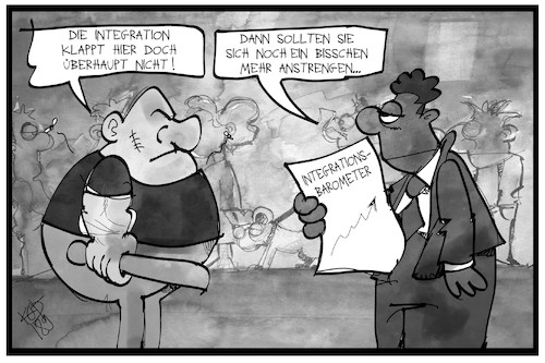 Cartoon: Integrationsbarometer (medium) by Kostas Koufogiorgos tagged karikatur,cartoon,koufogiorgos,illustration,integration,barometer,neonazi,rassismus,studie,ausländer,zuwanderer,bildung,gesellschaft,karikatur,cartoon,koufogiorgos,illustration,integration,barometer,neonazi,rassismus,studie,ausländer,zuwanderer,bildung,gesellschaft