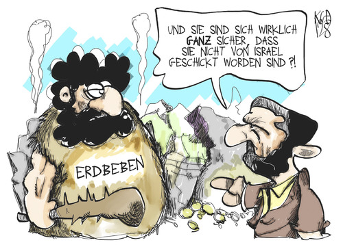 Cartoon: Iran-Israel (medium) by Kostas Koufogiorgos tagged iran,israel,beziehung,erdbeben,konflikt,ahmadinedschad,karikatur,kostas,koufogiorgos,iran,israel,beziehung,erdbeben,konflikt,ahmadinedschad