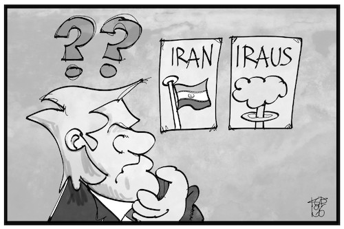 Cartoon: Iran Iraus (medium) by Kostas Koufogiorgos tagged karikatur,koufogiorgos,illustration,cartoon,iran,iraus,trump,krieg,konflikt,angriff,karikatur,koufogiorgos,illustration,cartoon,iran,iraus,trump,krieg,konflikt,angriff