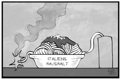 Cartoon: Italiens Haushalt (medium) by Kostas Koufogiorgos tagged karikatur,koufogiorgos,illustration,cartoon,italien,haushalt,explosiv,wirtschaft,eu,europa,karikatur,koufogiorgos,illustration,cartoon,italien,haushalt,explosiv,wirtschaft,eu,europa