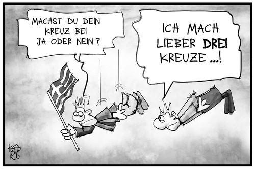 Cartoon: Ja oder Nein (medium) by Kostas Koufogiorgos tagged cartoon,illustration,koufogiorgos,karikatur,nein,ja,abstimmung,volksentscheid,kreuz,wahl,referendum,griechenland,politik,wirtschaft,schuldenkrise,absturz,fall,demokratie,karikatur,koufogiorgos,illustration,cartoon,griechenland,referendum,wahl,kreuz,volksentscheid,abstimmung,ja,nein,fall,absturz,schuldenkrise,wirtschaft,politik,demokratie