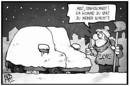 Cartoon: Jahreswechsel (medium) by Kostas Koufogiorgos tagged karikatur,koufogiorgos,illustration,cartoon,2015,jahreswechsel,verpätung,schicht,arbeit,neujahr,auto,eingeschneit,schnee,wetter,karikatur,koufogiorgos,illustration,cartoon,2015,jahreswechsel,verpätung,schicht,arbeit,neujahr,auto,eingeschneit,schnee,wetter