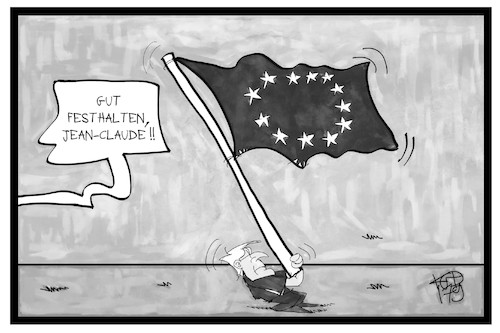 Cartoon: Juncker und die EU (medium) by Kostas Koufogiorgos tagged karikatur,koufogiorgos,illustration,cartoon,juncker,eu,europa,fahne,flagge,gemeinschaft,europäisch,karikatur,koufogiorgos,illustration,cartoon,juncker,eu,europa,fahne,flagge,gemeinschaft,europäisch