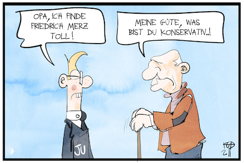 Cartoon: Junge Union (medium) by Kostas Koufogiorgos tagged karikatur,koufogiorgos,illustration,cartoon,ju,junge,union,merz,opa,enkel,konservativ,cdu,wahl,demokratie,karikatur,koufogiorgos,illustration,cartoon,ju,junge,union,merz,opa,enkel,konservativ,cdu,wahl,demokratie