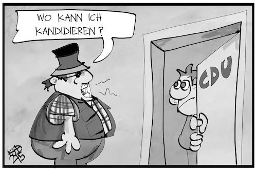 Cartoon: Kandidieren für die CDU (medium) by Kostas Koufogiorgos tagged karikatur,koufogiorgos,illustration,cartoon,cdu,hutbürger,nominierung,kandidieren,bundestag,karikatur,koufogiorgos,illustration,cartoon,cdu,hutbürger,nominierung,kandidieren,bundestag