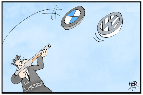 Cartoon: Kartellstrafe für Autobauer (medium) by Kostas Koufogiorgos tagged karikatur,koufogiorgos,illustration,cartoon,kartell,eu,bmw,vw,autobauer,karikatur,koufogiorgos,illustration,cartoon,kartell,eu,bmw,vw,autobauer