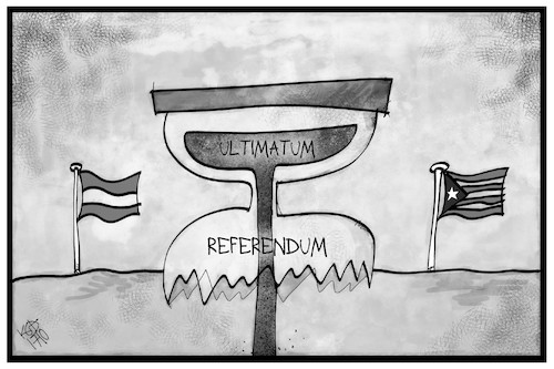 Cartoon: Katalonien-Ultimatum (medium) by Kostas Koufogiorgos tagged karikatur,koufogiorgos,illustration,cartoon,spanien,katalonien,zeit,sanduhr,ablaufen,referendum,separatismus,unabhängigkeit,europa,karikatur,koufogiorgos,illustration,cartoon,spanien,katalonien,zeit,sanduhr,ablaufen,referendum,separatismus,unabhängigkeit,europa