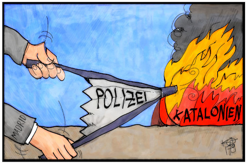 Cartoon: Katalonien (medium) by Kostas Koufogiorgos tagged karikatur,koufogiorgos,illustration,cartoon,katalonien,spanien,polizei,gewalt,eskalation,referendum,europa,unabhängigkeit,karikatur,koufogiorgos,illustration,cartoon,katalonien,spanien,polizei,gewalt,eskalation,referendum,europa,unabhängigkeit