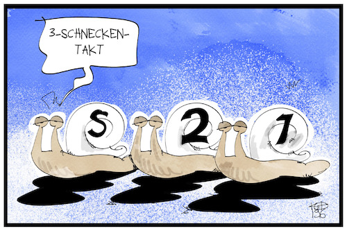 Cartoon: Kein Deutschlandtakt mit S21 (medium) by Kostas Koufogiorgos tagged karikatur,koufogiorgos,illustration,cartoon,schnecke,s21,stuttgart,deutschlandtakt,bahn,bahnverkehr,karikatur,koufogiorgos,illustration,cartoon,schnecke,s21,stuttgart,deutschlandtakt,bahn,bahnverkehr