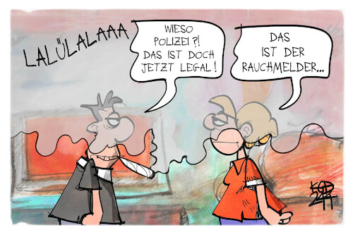 Cartoon: Kiffen ist legal (medium) by Kostas Koufogiorgos tagged karikatur,koufogiorgos,cannabis,polizei,rauchmelder,rauchen,kiffen,joint,karikatur,koufogiorgos,cannabis,polizei,rauchmelder,rauchen,kiffen,joint