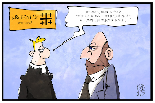 Cartoon: Kirchentag (medium) by Kostas Koufogiorgos tagged karikatur,koufogiorgos,illustration,cartoon,kirchentag,berlin,schulz,wunder,spd,partei,religion,protestanten,karikatur,koufogiorgos,illustration,cartoon,kirchentag,berlin,schulz,wunder,spd,partei,religion,protestanten