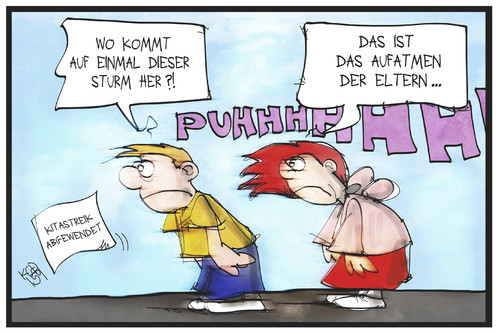 Cartoon: Kitastreik (medium) by Kostas Koufogiorgos tagged karikatur,koufogiorgos,illustration,cartoon,kitastreik,tarifstreit,aufatmen,wind,erleichterung,puh,erziehung,verdi,kindergarten,familie,kind,eltern,gewerkschaft,arbeitskampf,karikatur,koufogiorgos,illustration,cartoon,kitastreik,tarifstreit,aufatmen,wind,erleichterung,puh,erziehung,verdi,kindergarten,familie,kind,eltern,gewerkschaft,arbeitskampf