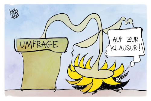 Cartoon: Klausur der Grünen (medium) by Kostas Koufogiorgos tagged karikatur,koufogiorgos,grüne,sonnenblume,klausur,umfrage,partei,karikatur,koufogiorgos,grüne,sonnenblume,klausur,umfrage,partei